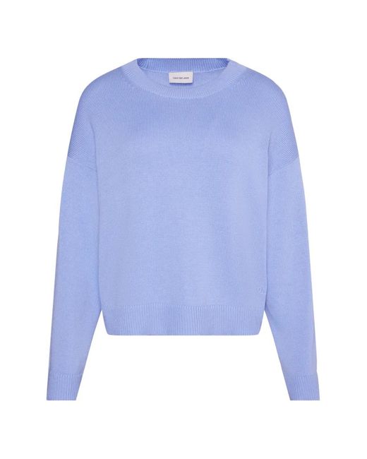 Calvin Klein Blue Ribbed-Trim Sweater