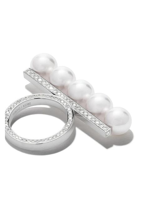 Tasaki White 18Kt Diamond Pavé Collection Line Balance Ring