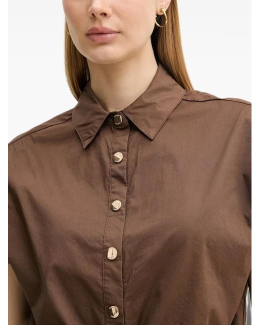 GAUDI Natural Cropped Drawstring-Waist Shirt