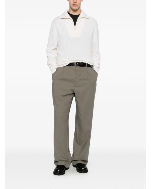 Eleventy White Zip Wool Sweater for men