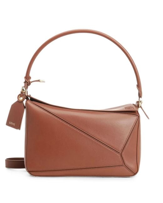 Loewe Brown Medium Puzzle Featherlight Shoulder Bag