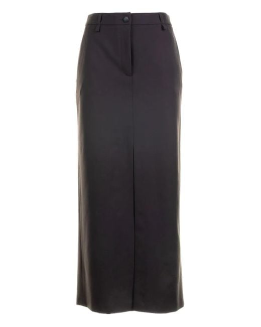 Seventy Straight-hem Button-fastening Midi Skirt Black