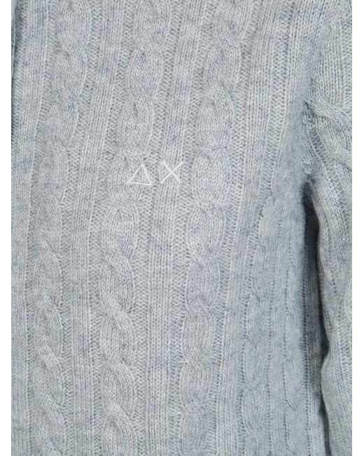 Sun 68 Gray Cable Round-Neck Cardigan