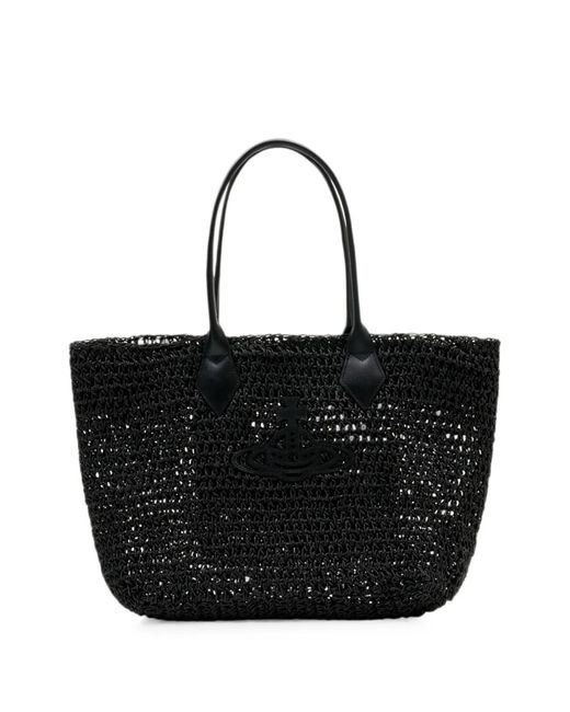 Vivienne Westwood Black Small Alana Orb-Patch Shoulder Bag