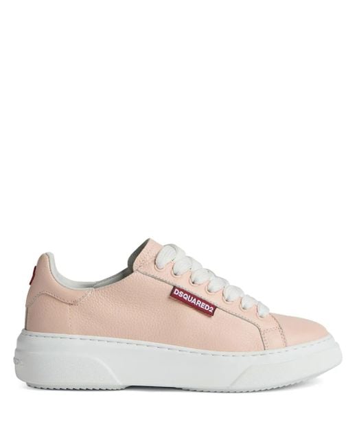 DSquared² Pink Logo-Embossed Lace-Up Sneakers