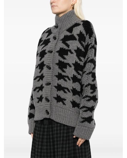OPEN YY Black Hound's Tooth Star Cardigan