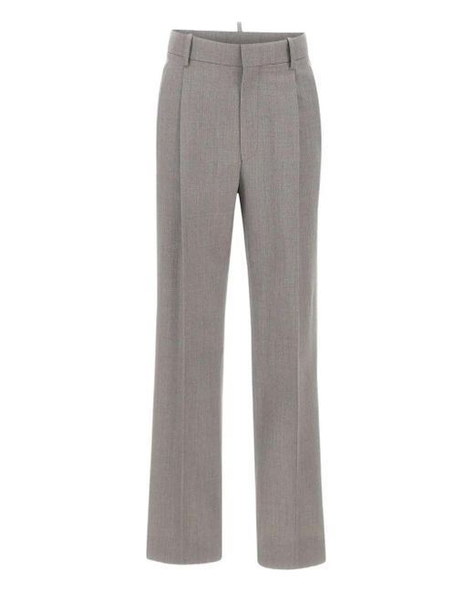 Victoria Beckham ダブルプリーツ ウールパンツ Gray