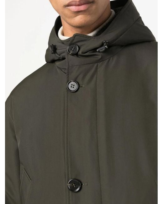Liska Gray Button-Front Hooded Coat for men