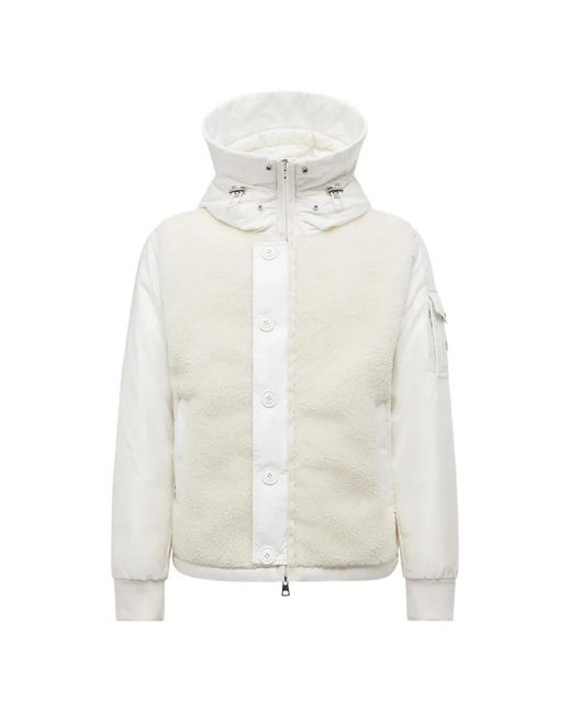 Moncler White Auvurgne Shearling-Panel Jacket for men