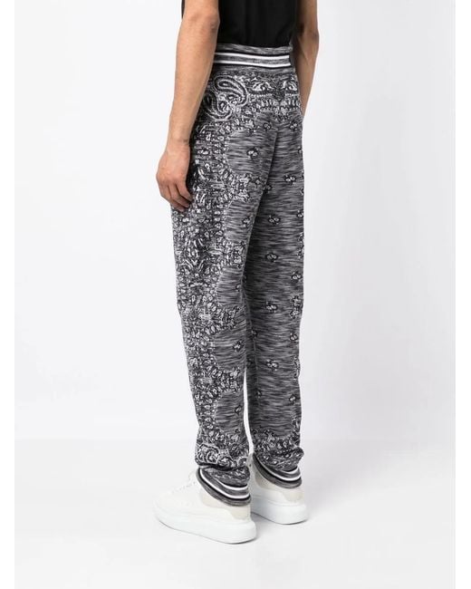 Amiri Gray Bandana Knit Cotton Track Pants for men
