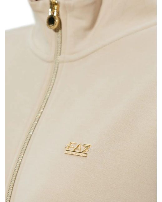 EA7 White Zip-Up Logo-Detail Sweatshirt