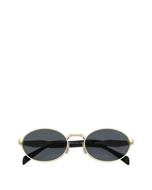 Prada Blue Oval-Frame Tinted Sunglasses