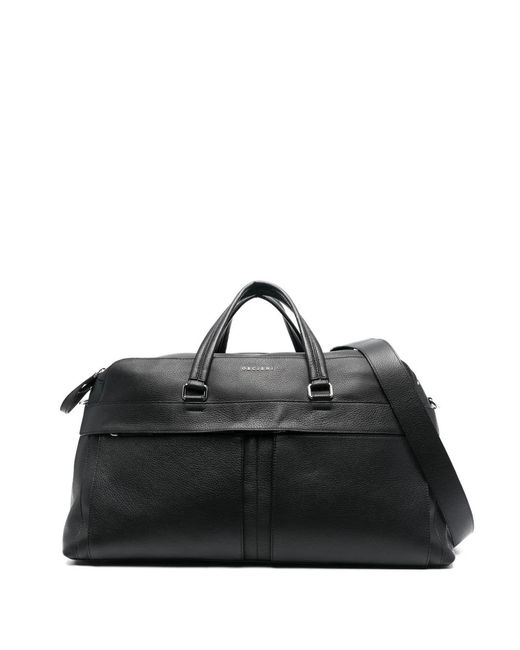 Orciani Black Micron Grained Leather Duffle Bag for men