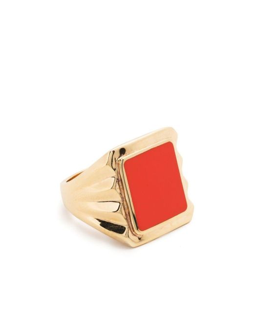 Bottega Veneta Red Square Signet Ring for men
