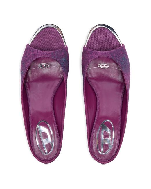 DIESEL Purple D-Diam's-Low Denim Mules With Floating Oval D