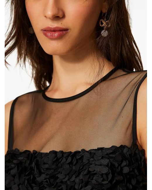 Twinset Black Floral Tulle Mini Dress