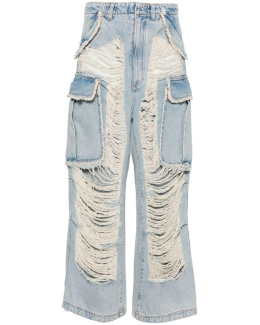 DARKPARK Blue Vivi Distressed Wide-leg Jeans