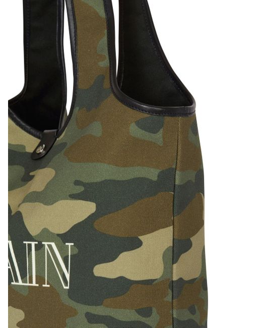 Balmain Green B-army Camouflage-print Tote Bag for men