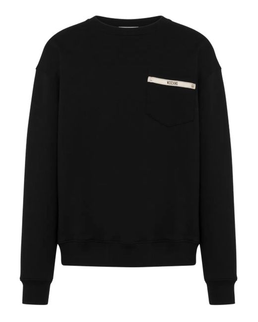 Moschino Black Relaxed-Fit Sweatshirt With Ribbed Cuffs And Hem for men