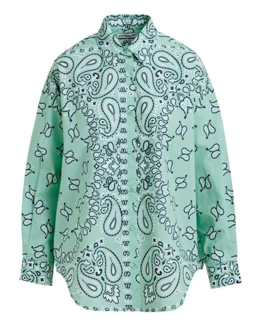 Essentiel Antwerp Blue Histende Bandana-Printed Cotton Shirt