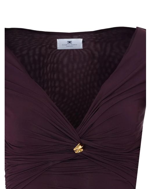 Elisabetta Franchi Purple Ring-Detail Ruched Top