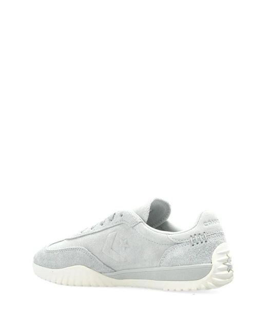 Converse White Run Star Suede Lace-Up Sneakers