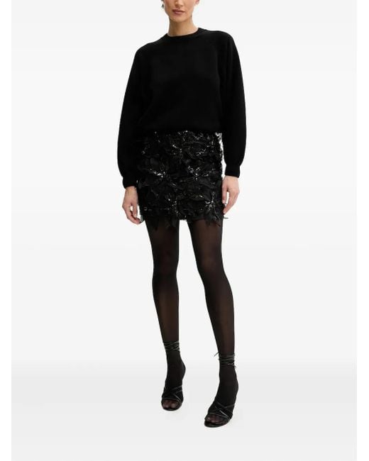 Silvian Heach Black Sequin-Flower Embellished Skirt