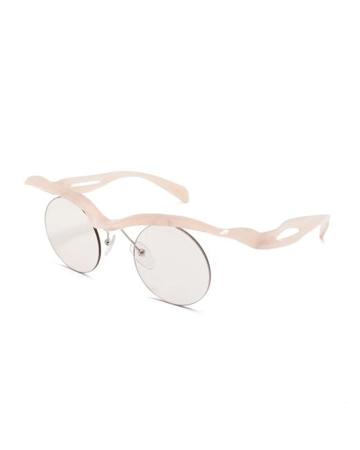 Prada White A24S Round-Frame Sunglasses