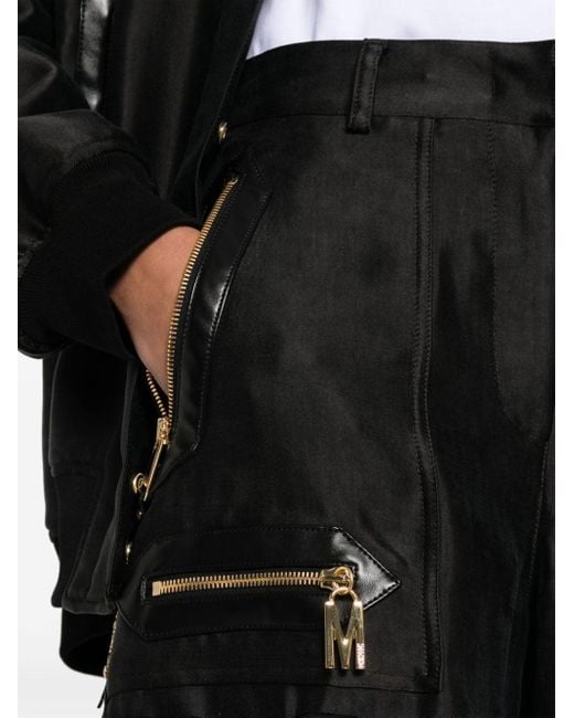 Pantalon en satin à coupe ample Moschino en coloris Black