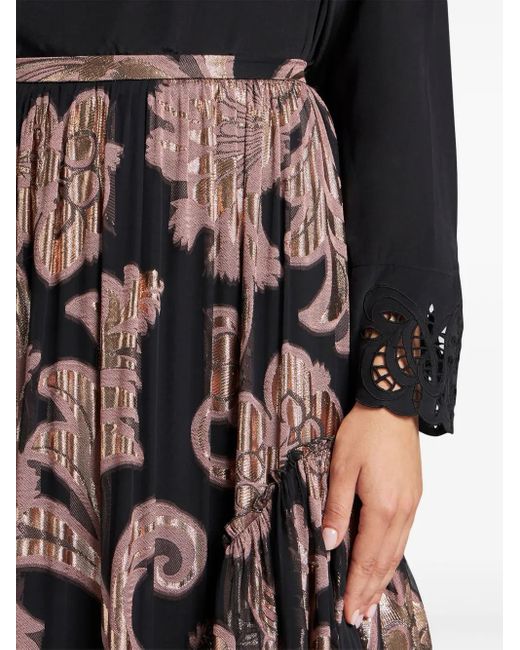 Etro Black Fil-Coupé Jacquard Maxi Skirt