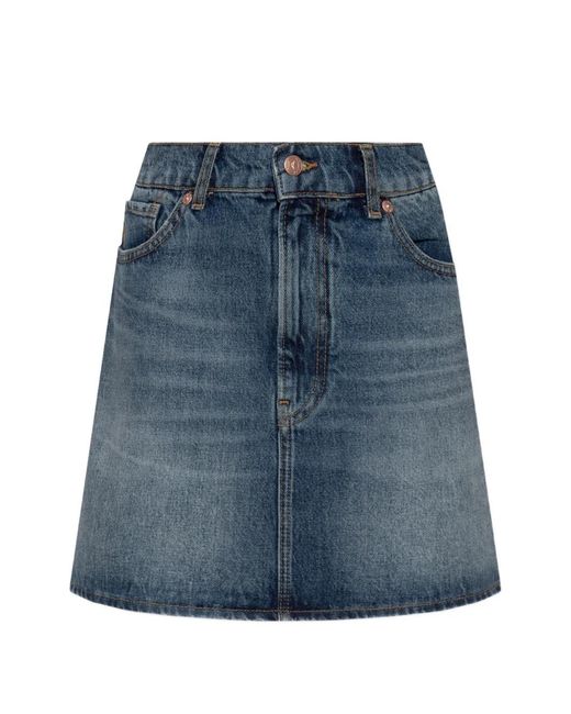 Emporio Armani Blue Logo Mini Denim Skirt