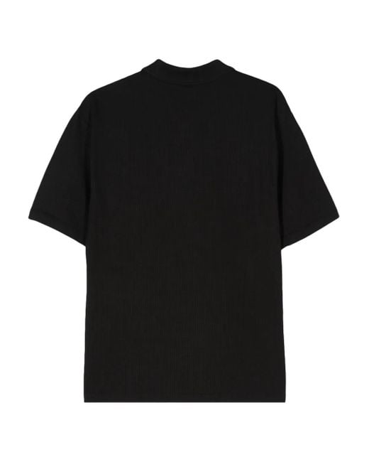 Calvin Klein Black Logo-Patch Check-Pattern Polo Shirt for men