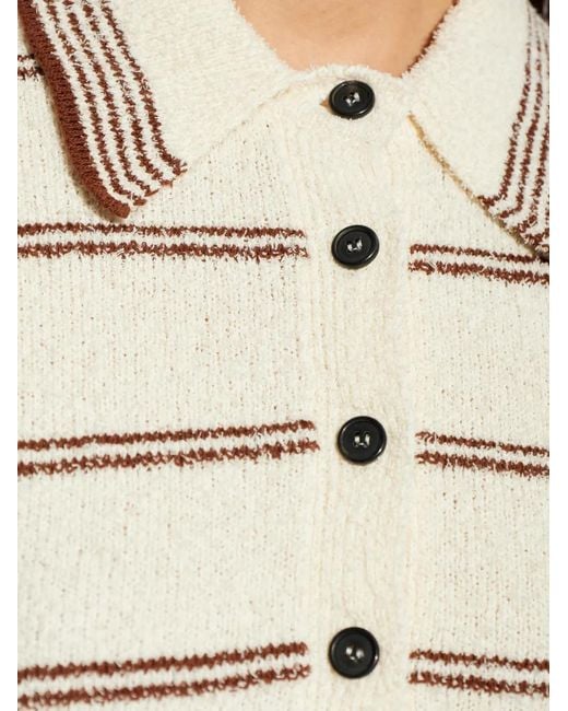 Rohe White Striped Polo Top