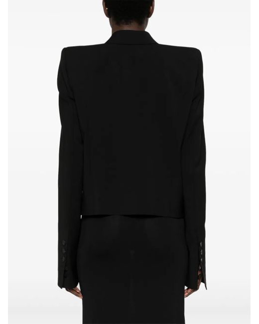 Rick Owens Black Cropped Wool Blazer