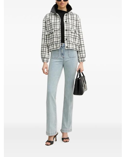 Morgan Blue Checked-Pattern Buttoned Jacket
