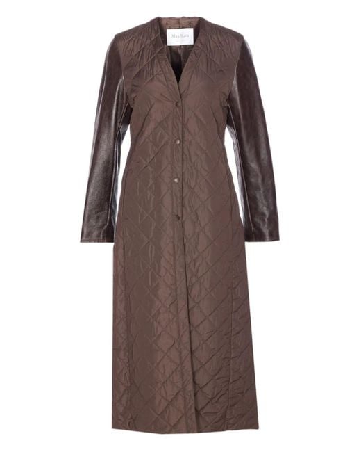Max Mara Brown Berta Quilted Coat