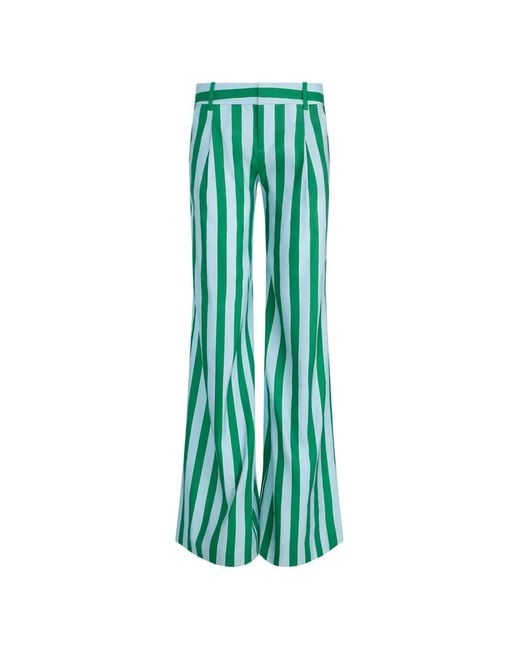 Alice + Olivia Green Eric Striped Trousers