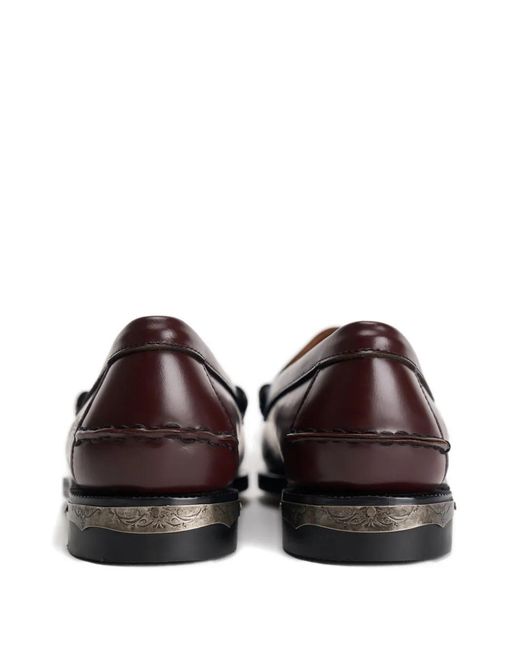 Sebago Brown Dan El Paso Embroidered Penny Loafers for men
