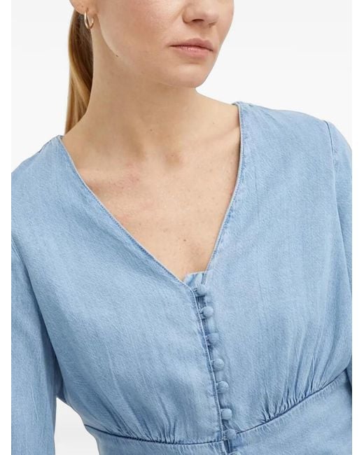 Levi's Blue Buttoned V-Neck Top