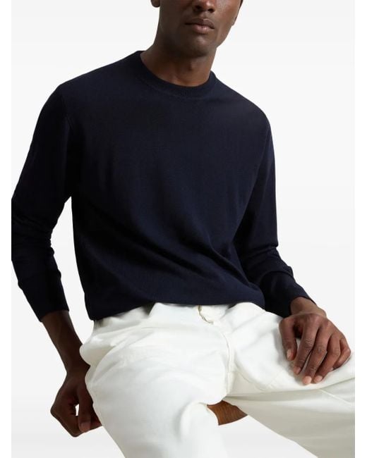 Woolrich Blue Crew Neck Virgin Wool Sweater for men