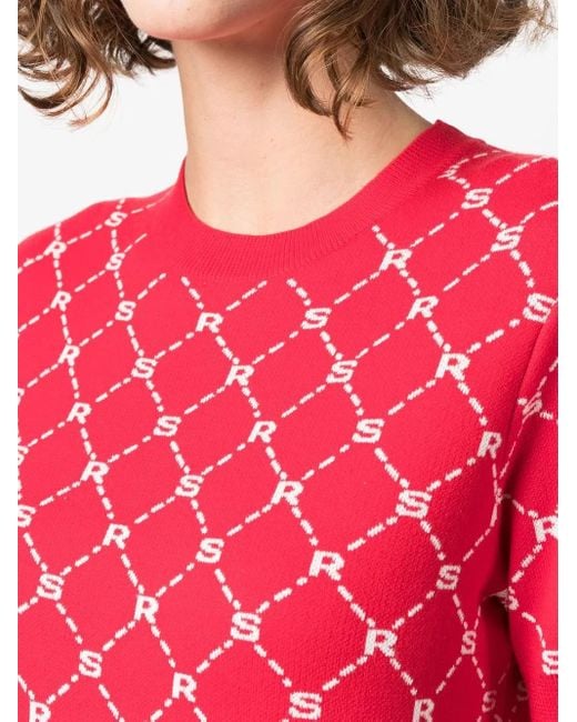 Sonia Rykiel Red Monogram-Pattern Knitted Top
