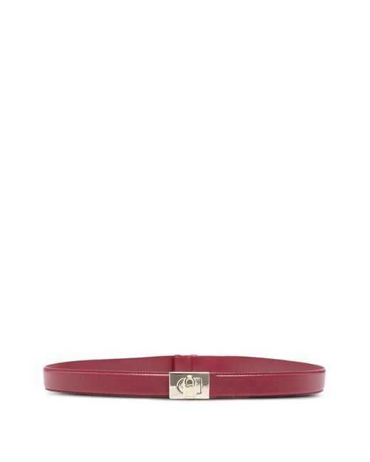 Furla Red Leather Zamak Iron Belt