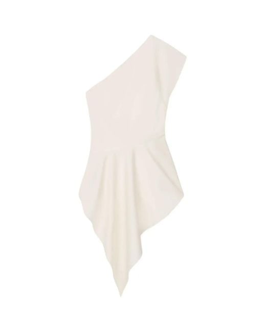 Aeron White Dune One-Shoulder Drape Top