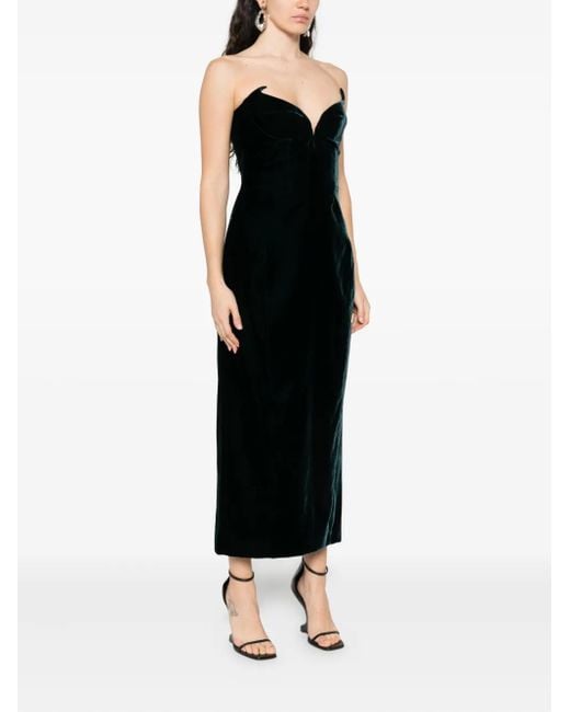 Mugler Black Velvet Strapless Midi Dress
