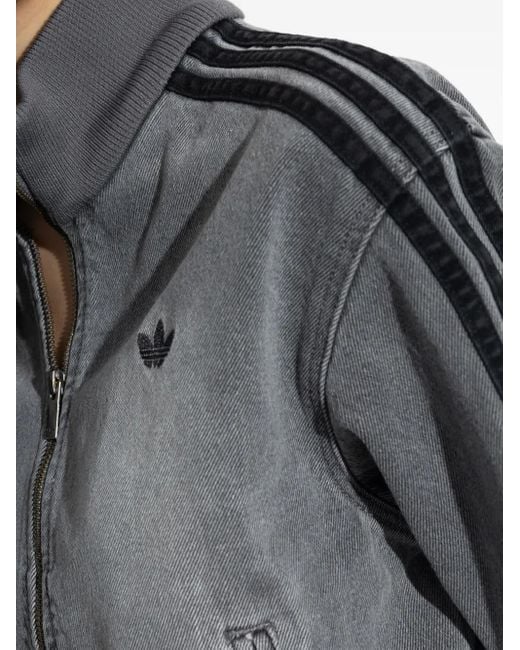 Adidas Gray 3-Stripe Denim Jacket