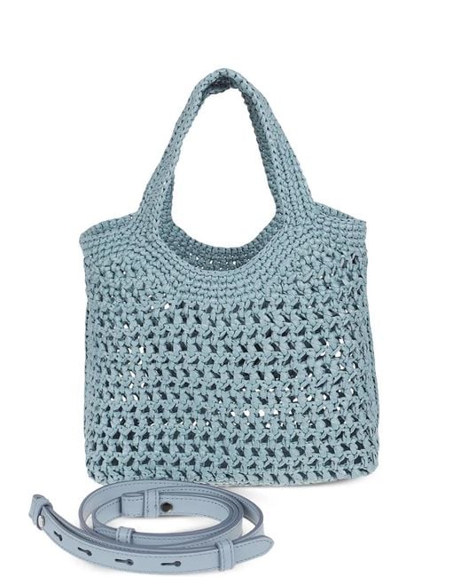 Tod's Blue Crochet-Knit Logo-Patch Tote Bag