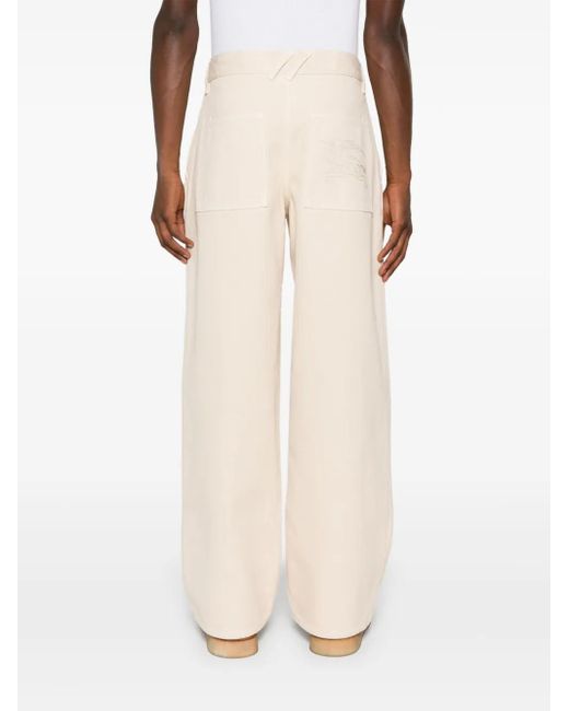 Burberry Natural Equestrian Knight-Embroidered Loose Jeans for men