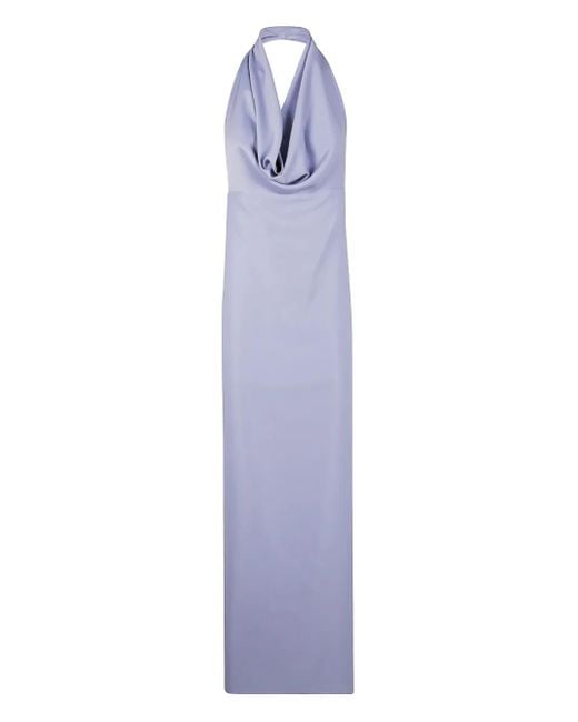 DR. HOPE Purple Cowl-Neck Halter Dress