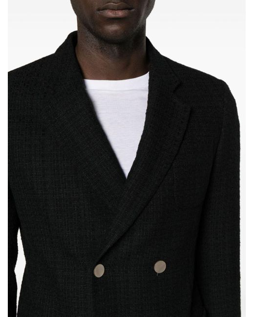 Blazer en tweed à boutonnière croisée Emporio Armani pour homme en coloris Black