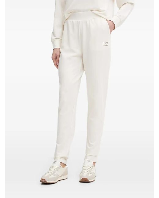 EA7 White Logo-Print Tracksuit